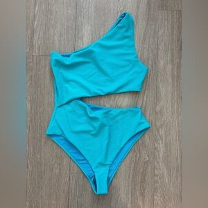 NWOT w/ liner Beach Riot Ribbed Celine in Malibu Blue one piece swimsuit size M
